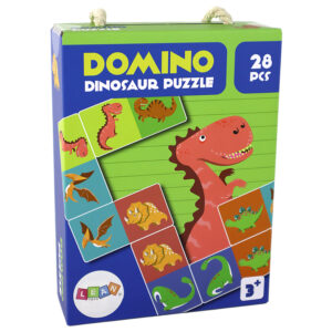 Gra Logiczna Puzzle Dwustronne Domino Dinozaury 10cm x 5cm 28 El. - Image 3